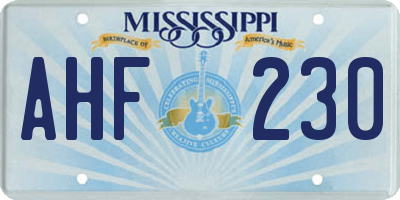 MS license plate AHF230