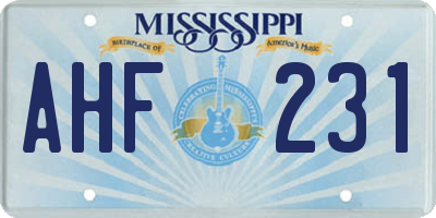 MS license plate AHF231