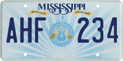 MS license plate AHF234