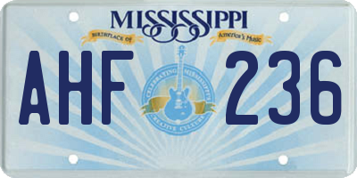 MS license plate AHF236