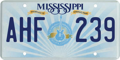MS license plate AHF239
