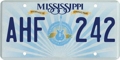 MS license plate AHF242