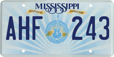 MS license plate AHF243