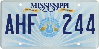 MS license plate AHF244