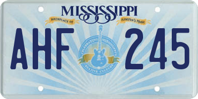 MS license plate AHF245