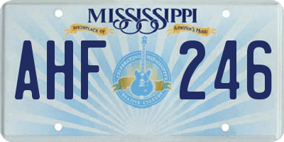 MS license plate AHF246