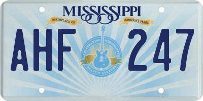 MS license plate AHF247