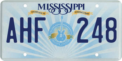 MS license plate AHF248