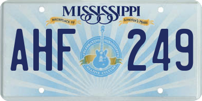 MS license plate AHF249