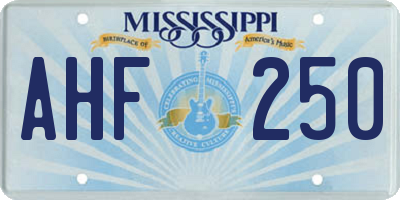 MS license plate AHF250