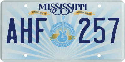 MS license plate AHF257