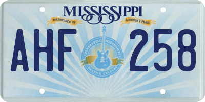 MS license plate AHF258