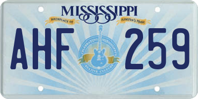 MS license plate AHF259