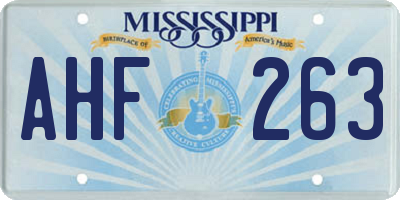 MS license plate AHF263