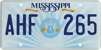 MS license plate AHF265