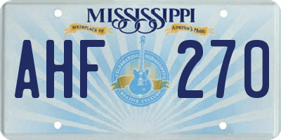 MS license plate AHF270