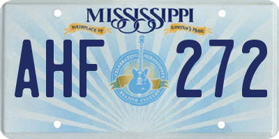 MS license plate AHF272