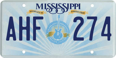 MS license plate AHF274