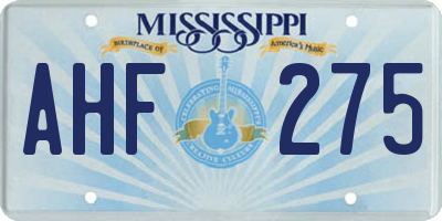 MS license plate AHF275