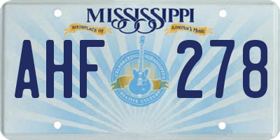 MS license plate AHF278