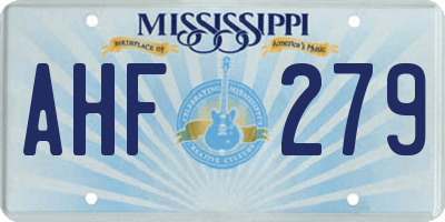 MS license plate AHF279