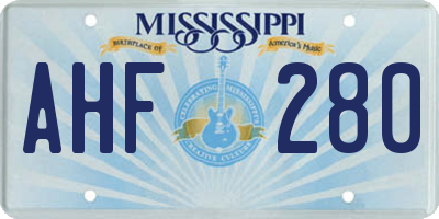 MS license plate AHF280