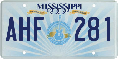 MS license plate AHF281