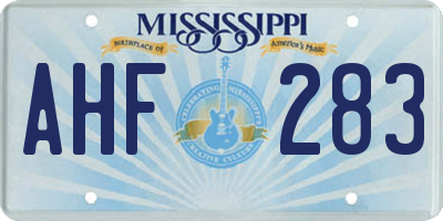 MS license plate AHF283