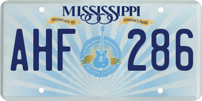 MS license plate AHF286