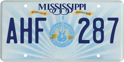 MS license plate AHF287