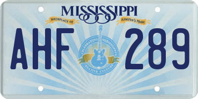 MS license plate AHF289