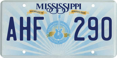 MS license plate AHF290