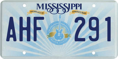 MS license plate AHF291