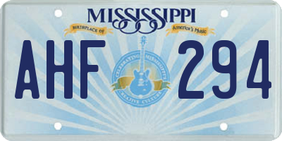 MS license plate AHF294
