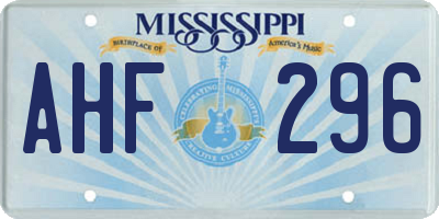 MS license plate AHF296