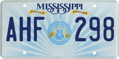 MS license plate AHF298