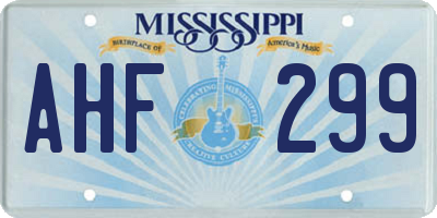 MS license plate AHF299