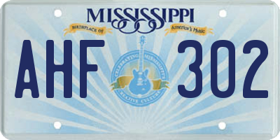 MS license plate AHF302