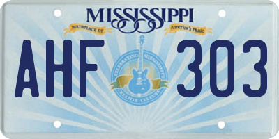 MS license plate AHF303
