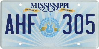 MS license plate AHF305