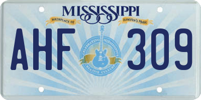 MS license plate AHF309