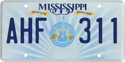 MS license plate AHF311