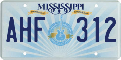 MS license plate AHF312
