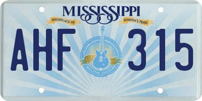 MS license plate AHF315