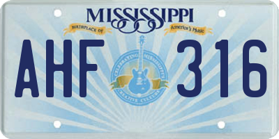 MS license plate AHF316