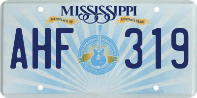 MS license plate AHF319