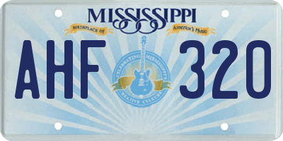 MS license plate AHF320