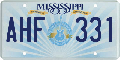 MS license plate AHF331
