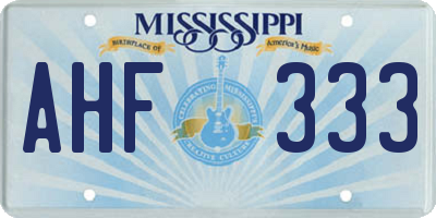 MS license plate AHF333