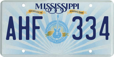 MS license plate AHF334